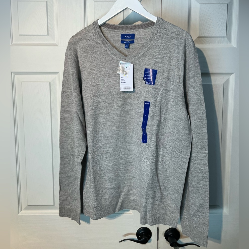 Croft&Barrow men’s sweater v-neck XL grey new